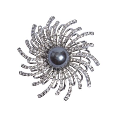 Audrey Crystal & Faux Pearls Brooch DC0004S