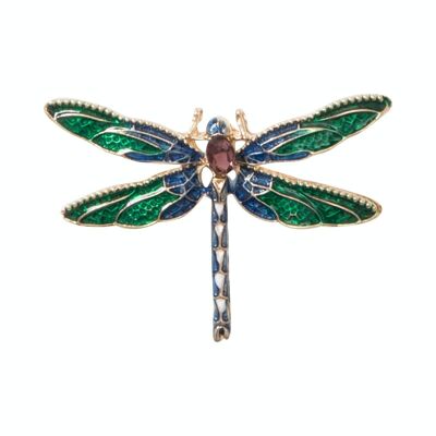 Ariana oro verde y azul esmalte cristal libélula