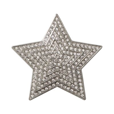 Broche magnético de estrella de plata y cristal transparente de Elizabeth