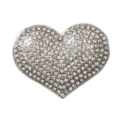 Elizabeth Silver & Clear Crystal Heart Magnetic Brosche