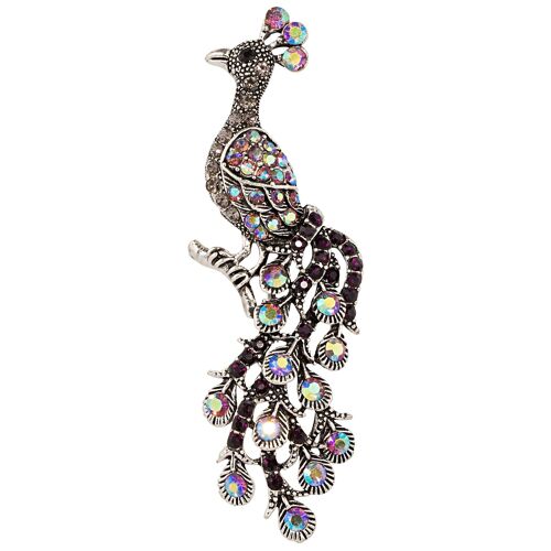 Kylie Antique Silver Black & Multicolour Crystal