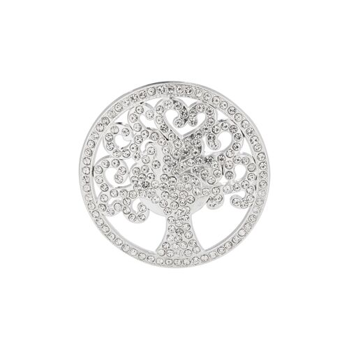 Cora Silver & Clear Crystal Tree Of Life Magnetic Brooch