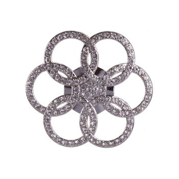 Elizabeth Silver Clear Crystals Rings Broche magnétique