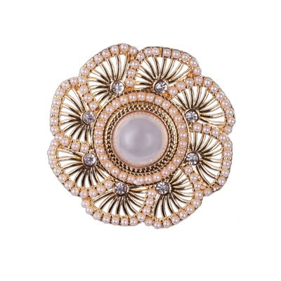 Audrey oro crema perle finte cristalli trasparenti vintage