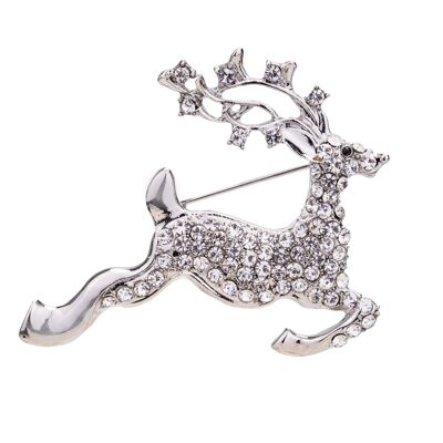 Broche Elsa Cerf Argent Rhodié & Cristal