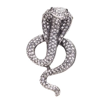 Elizabeth Antique Silver & Crystal Snake Pin Brosche