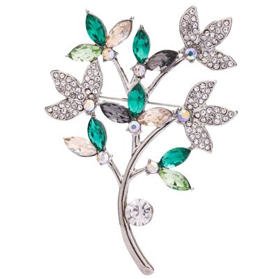 Broche épingle Cora multicolore en argent rhodié et cristaux