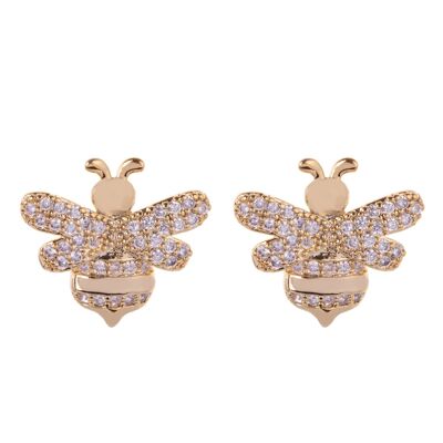 Keira Gold Plated Clear Cubic Zirconia Contemporary Bee