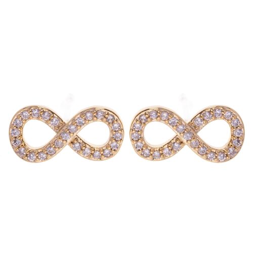 Keira Plated Clear Cubic Zirconia Infinity Stud Earrings DE0743B