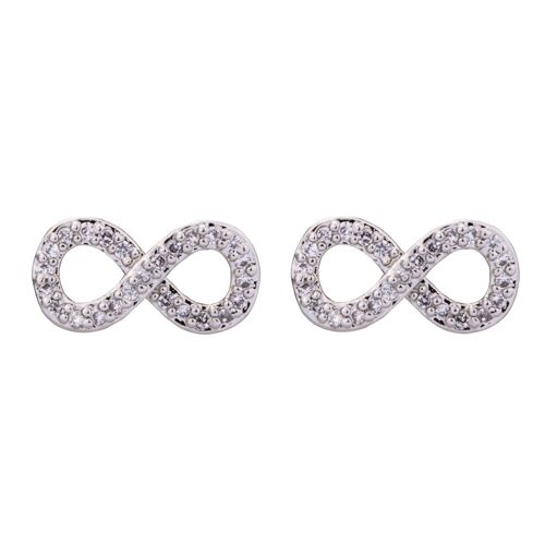 Keira Plated Clear Cubic Zirconia Infinity Stud Earrings DE0743S
