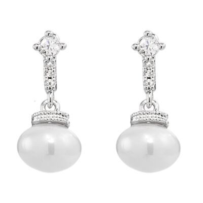 Keira Plaqué Or Perle Cubic Zirconia Clous D'oreilles DE0744A