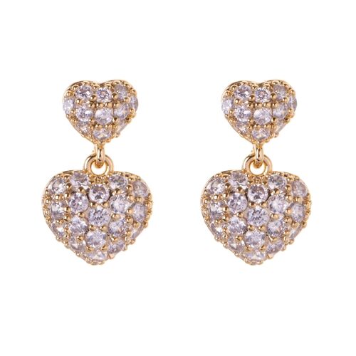 Keira Gold Plated & Cubic Zirconia Heart Post Earrings DE0746A