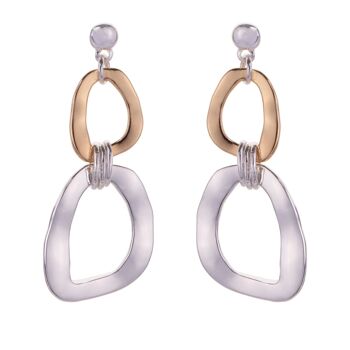 Zaha Boucles d'Oreilles Clous Contemporaines Abstraites Or & Argent