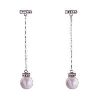 Aretes de perlas de imitación de cristal transparente Audrey DE0811K