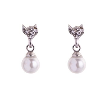 Keira Rhodium Argent Crème Clair Cristal Faux Perles