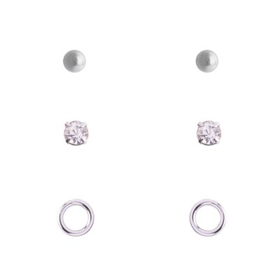 Keira White Cream Gold Plated Clear Crystals Set