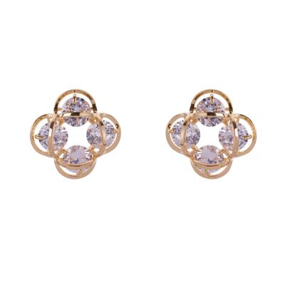 Kylie Boucles d'Oreilles Clous Contemporaines Plaqué Or Cristaux Clairs