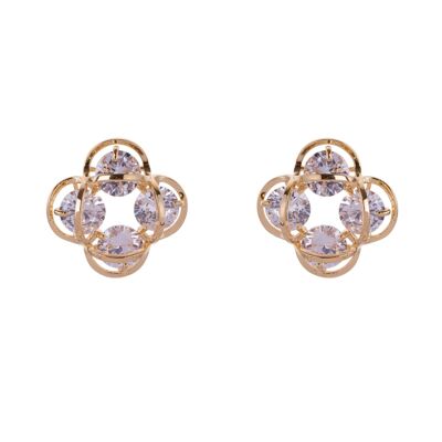 Kylie Gold Plated Clear Crystals Contemporary Stud Earrings