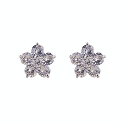 Kylie White Gold Plated Clear Crystals Contemporary Floral