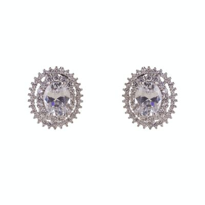 Elizabeth White Gold Plated Clear Clip-On Earrings