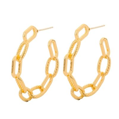 Alesha Rhodium Silver Hoop Chain-Link Post Earrings DE0924K