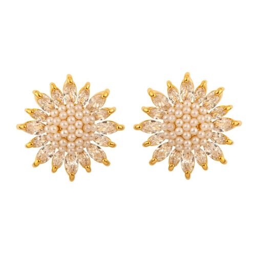 Cora Gold Plated & Cubic Zirconia Floral Stud Earrings DE0934A