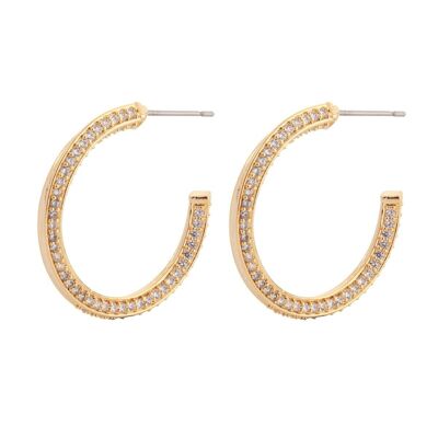 Kylie Gold Plated Cubic Zirconia Hoop Post Earrings DE0942B