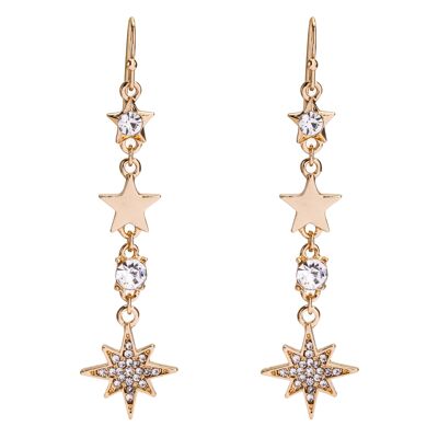 Kylie Clear Crystal Stars Hook Earrings DE0944K