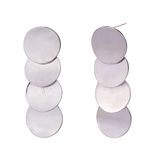 Geo Geometric Post Earrings - Rhodium Silver