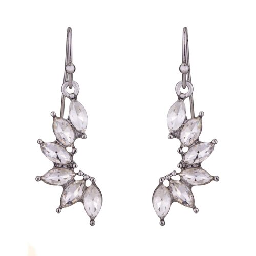 Kylie Rhodium Silver & Crystal Floral Hook Earrings