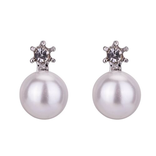 Audrey Rhodium Silver Faux Pearl & Crystal Classic