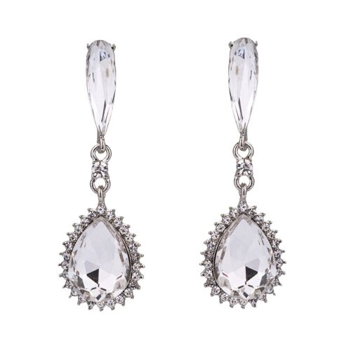 Elizabeth Rhodium Silver & Crystal Post Earrings DE0952S