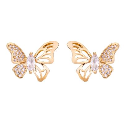 Aretes Cora Gold & Crystal Butterfly Stud DE0956K