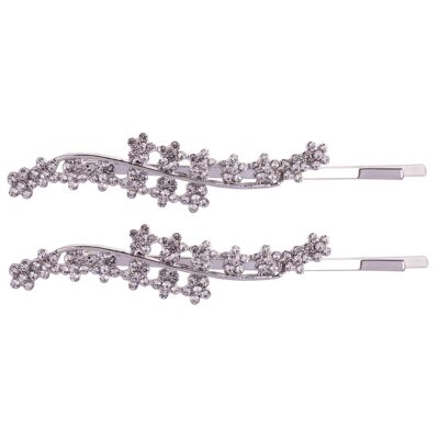 Kylie Silver Clear Crystal set Contemporáneo floral Slide Accesorios para el cabello