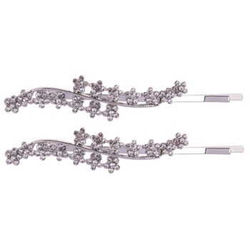 Kylie Silver Clear Crystal set Accessoires pour cheveux coulissants floraux contemporains