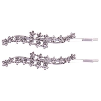 Kylie Silver Clear Crystal set Contemporary floral Slide Hair Accessories