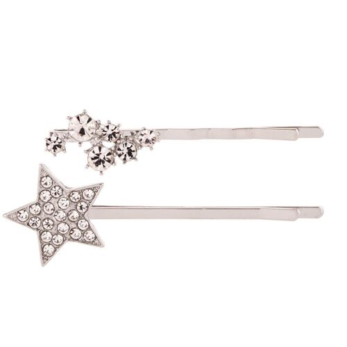 Kylie Silver Crystal Contemporary Star Slide Hair Accessories