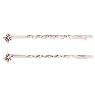 Kylie Silver Crystal Contemporary Set Slide Hair Accessories