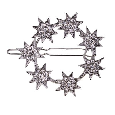 Cabello geométrico con estrellas de cristal y plata rodiada de Kylie