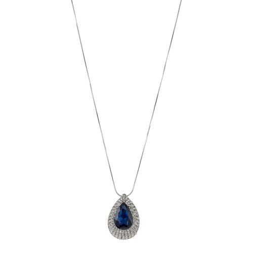 Diana Silver Clear & Blue Crystal Pendant Necklace