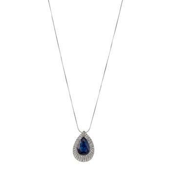 Collier pendentif Diana en argent clair et cristal bleu