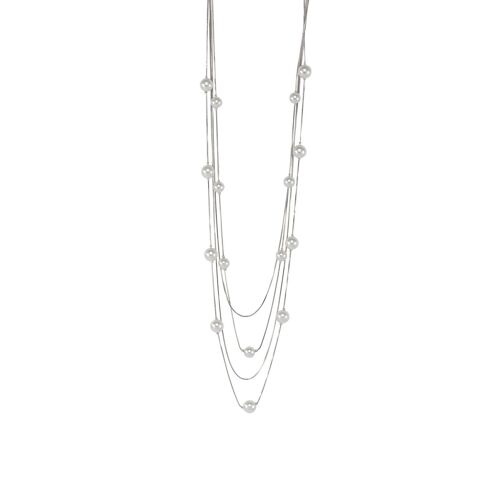 Audrey Cream Faux Pearls Multi-Row Necklace DN1488S