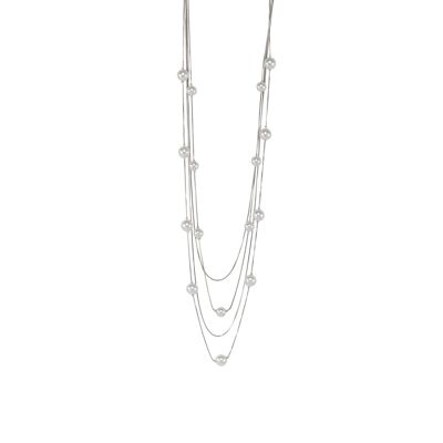 Audrey Cream Faux Pearls Multi-Row Necklace DN1488S