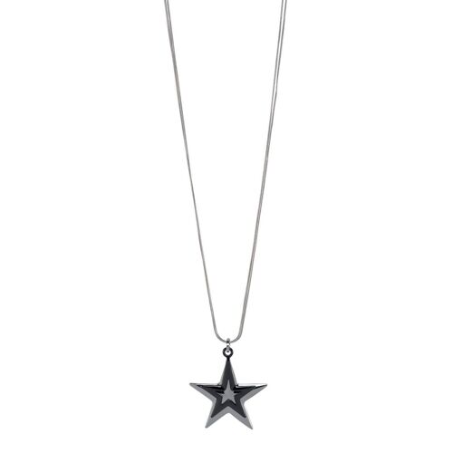 Eternal Star Pendant Necklace - Silver & Gunmetal Black
