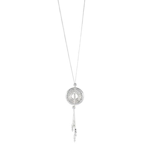 Zaha Silver Lariat Necklace - Silver