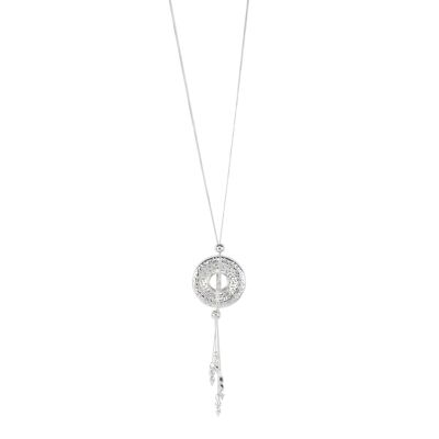 Zaha Silver Lariat Necklace - Silver