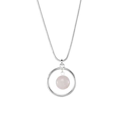 Gaia Silver & Pink Semi-Precious Stone Pendant Necklace