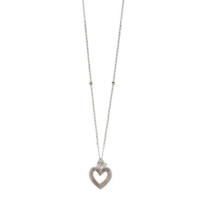 Collier Semi-Pendentif Argent & Or Rose Gaia