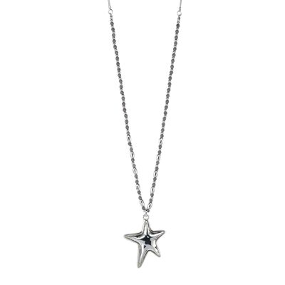 Gaia Silver & Grey Howlite Star Pendentif & Collier