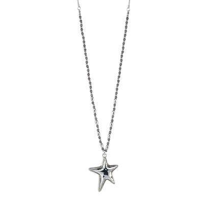 Gaia Silver & Grey Howlite Star Pendant & Necklace